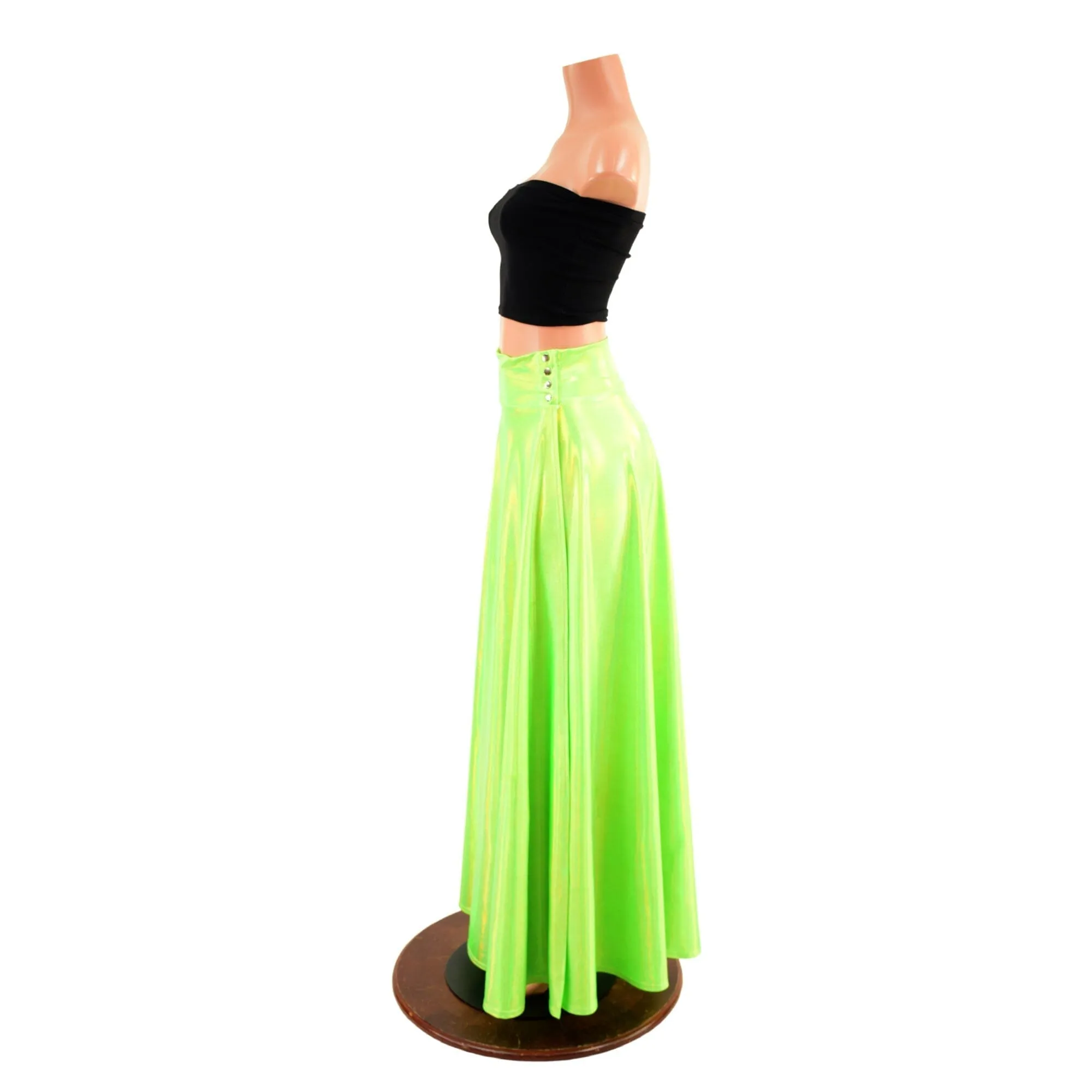 Lime Holographic Breakaway Maxi Skirt