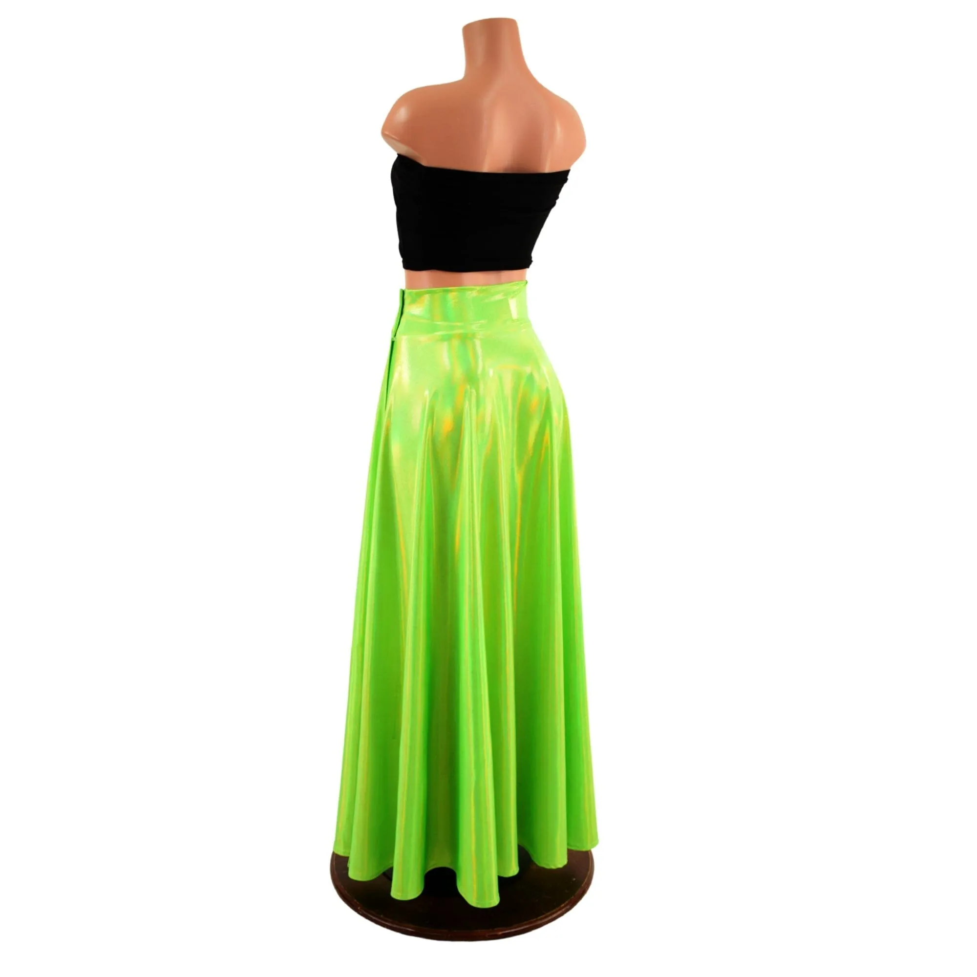 Lime Holographic Breakaway Maxi Skirt