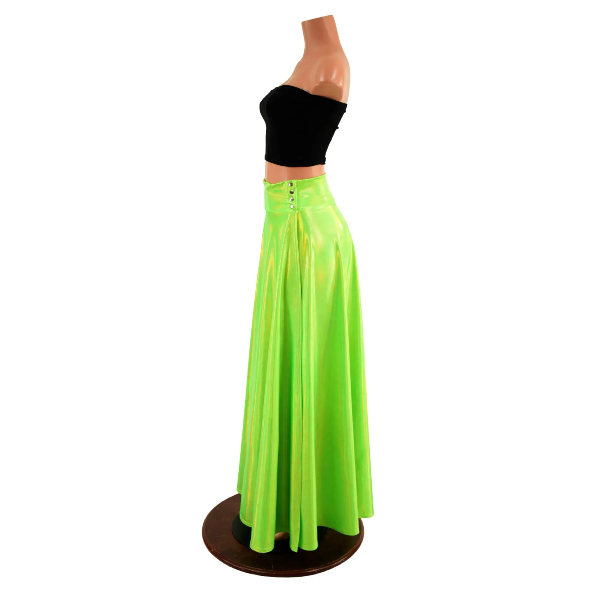 Lime Holographic Breakaway Maxi Skirt