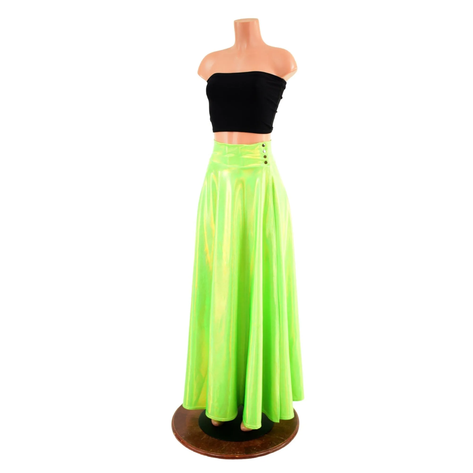 Lime Holographic Breakaway Maxi Skirt