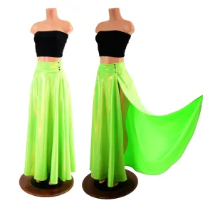 Lime Holographic Breakaway Maxi Skirt