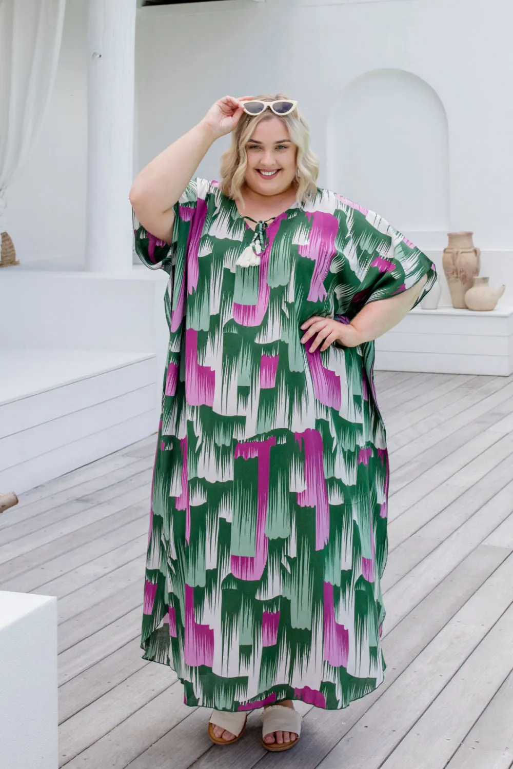 Long Kaftan Dress - Brushstrokes