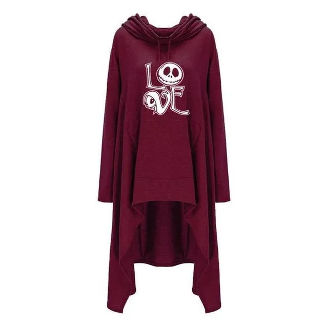 Long Sweatshirts Woman Irregular Letters Cloak Halloween