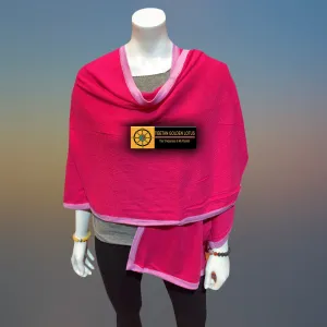 Magenta Tibetan Golden Lotus Cashmere Cape Ruana, Poncho Wrap