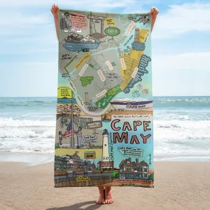 Map of Cape May, NJ Beach Towel