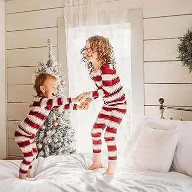 Matching Family Cotton Stripe Christmas PJ's