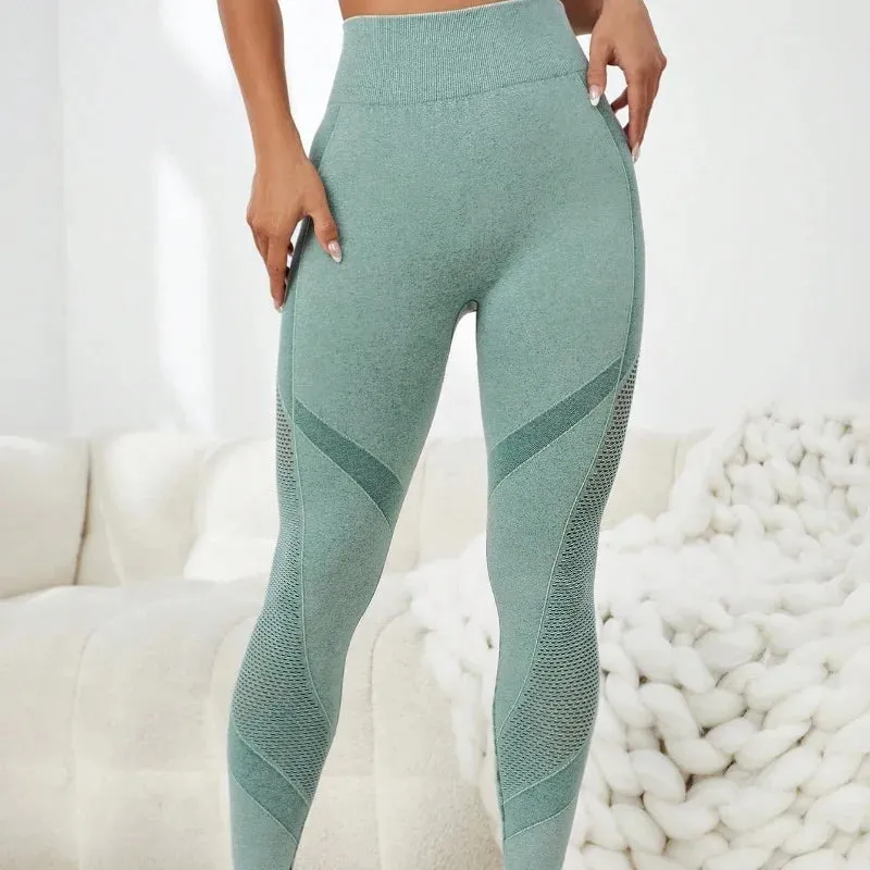 Mesh Hollow-Out High-Waist Running Legging