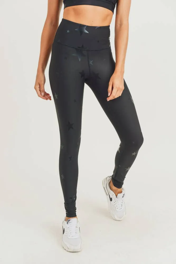 Mono B Black Star Foil Highwaist Leggings