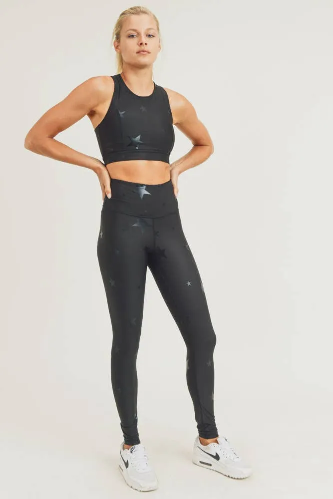 Mono B Black Star Foil Highwaist Leggings