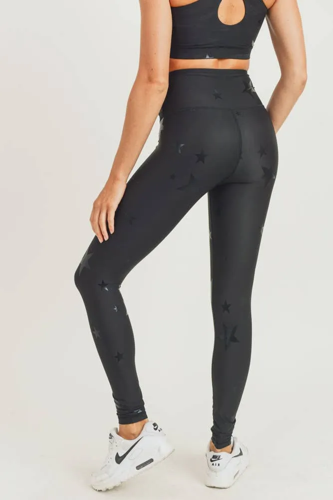 Mono B Black Star Foil Highwaist Leggings