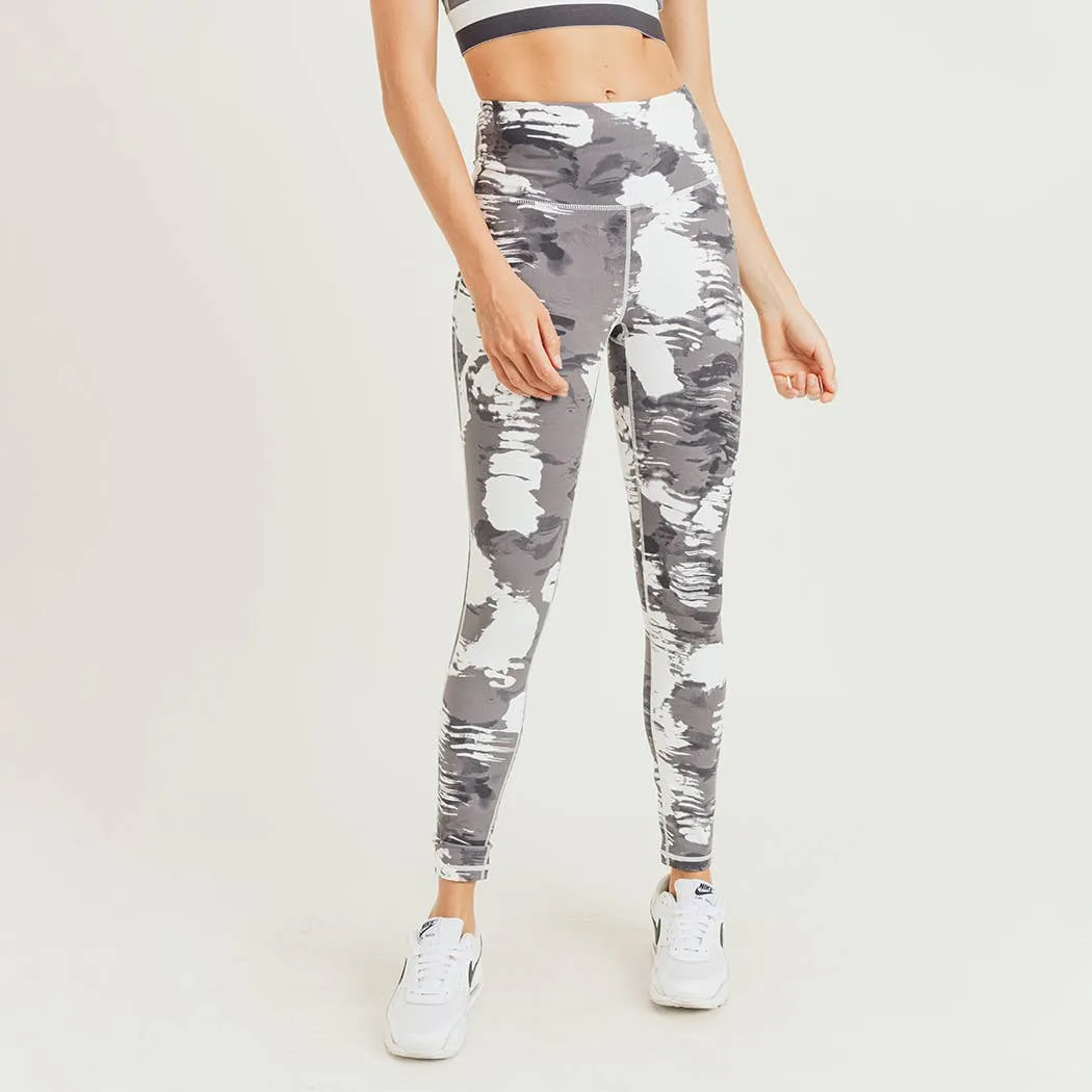 Mono B White Clouds Print Highwaist Leggings