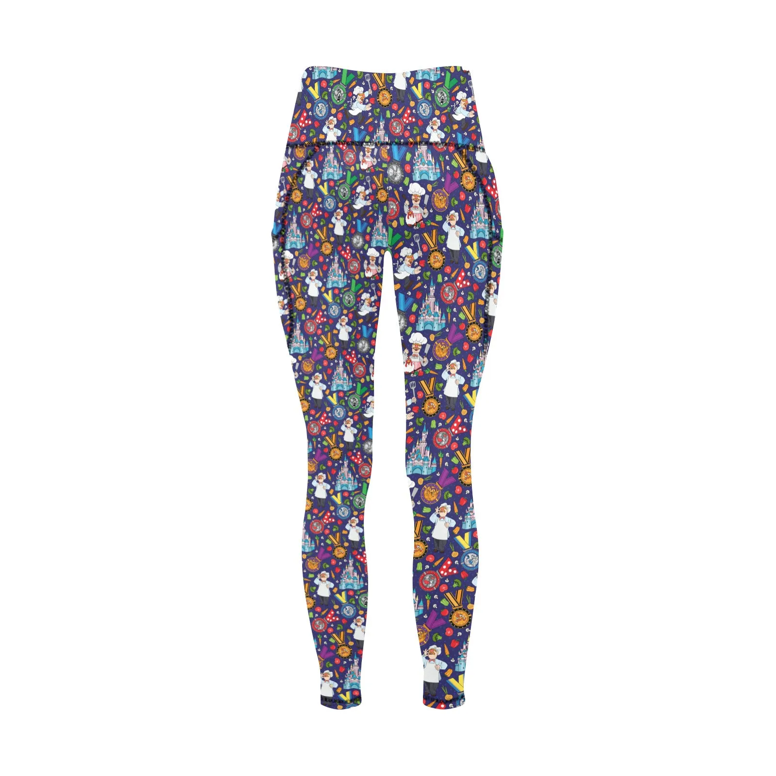 Muppets Chef Wine And Dine Race Women's Athletic Leggings Wth Pockets