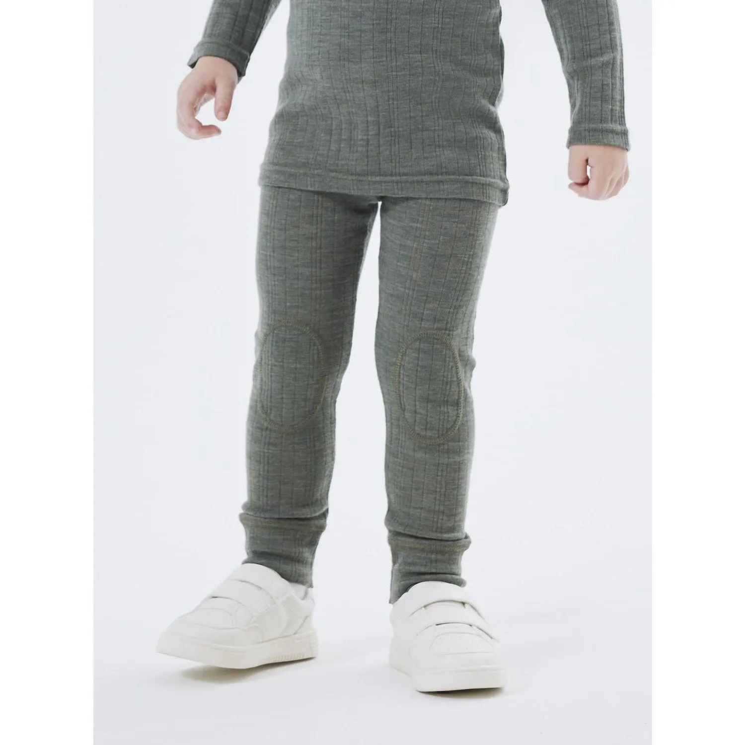 Name It Mulled Basil Wang Wool Needle Long Johns Solid Noos