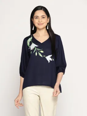 Navy Rayon Top - LeafHarmony