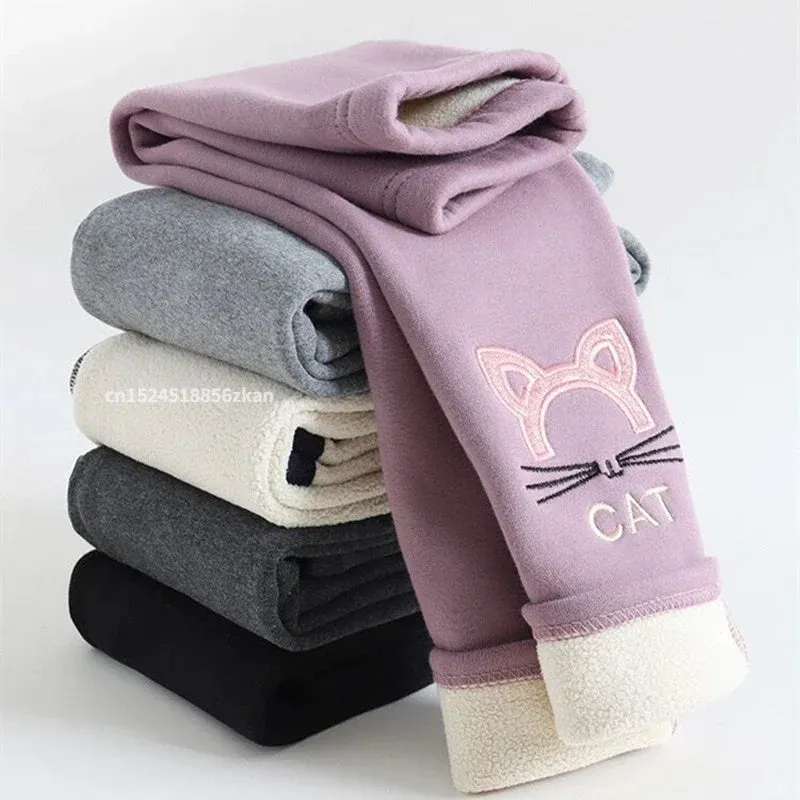 New Grils Pants Children Winter Thick Warm trousers Girls Leggings Warm Elastic Waist Cotton Leggings Girl Pants