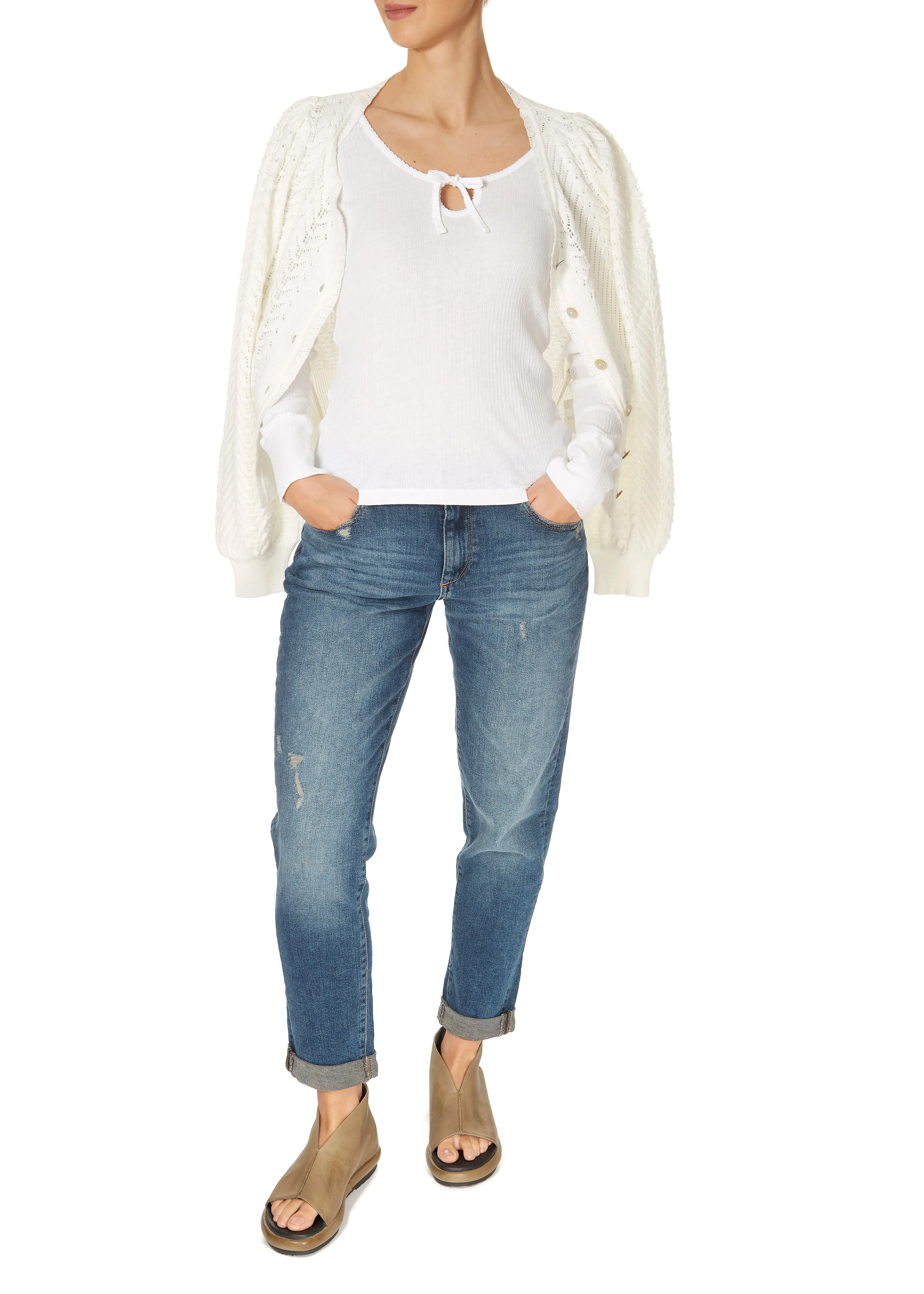 Odd Molly Roberta Long Sleeve Top Bright White