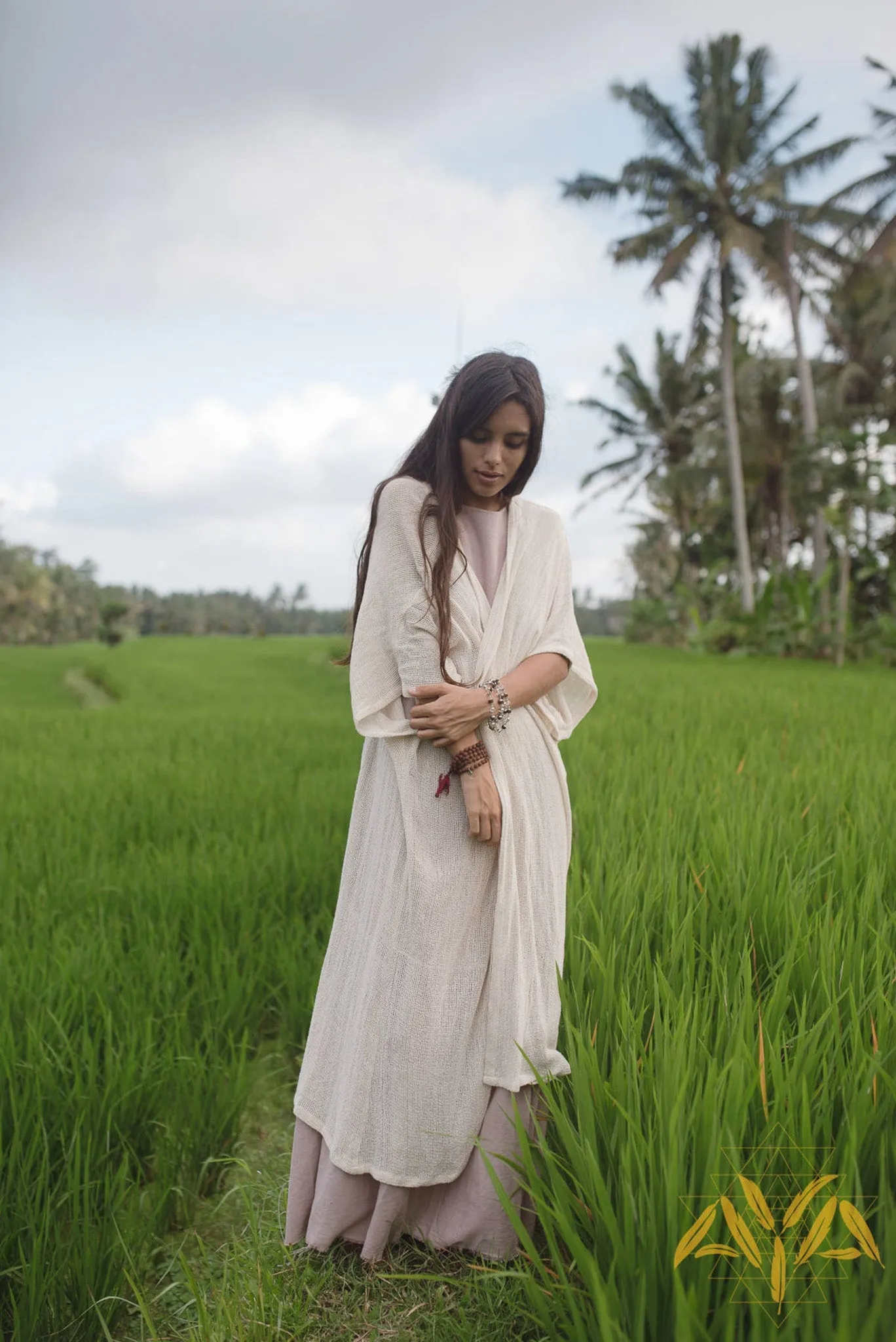 Off-White Cotton Boho Kimono Cover-up • Bridal Cape • Poncho Robe