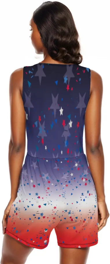 Ombre Petal Flag Women's Sleeveless Short Romper