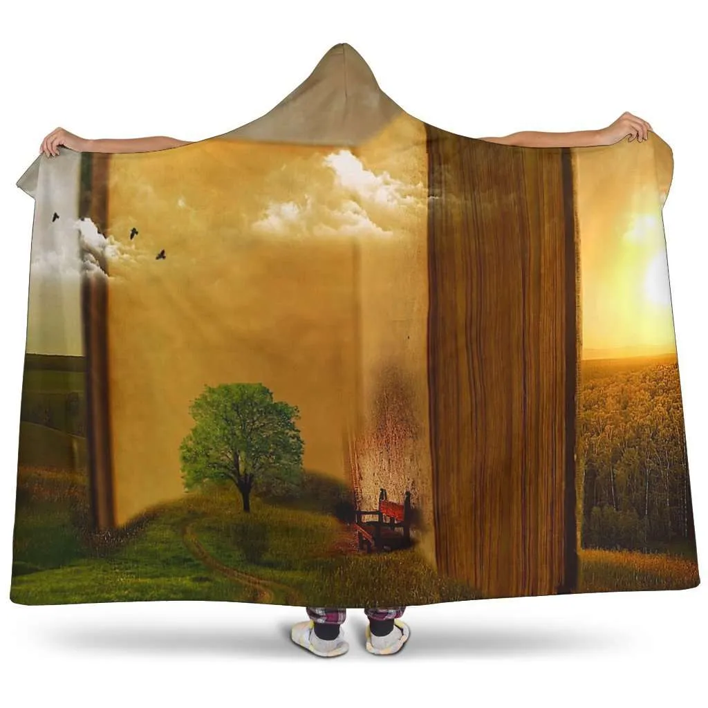 open book world hooded blanket