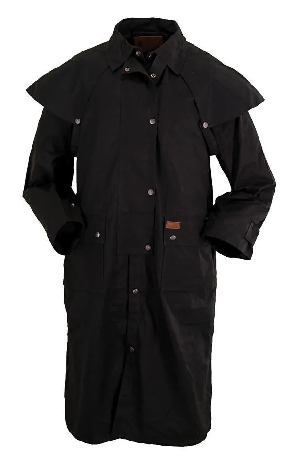 Outback Men's Black Oilskin Long Low Rider Duster