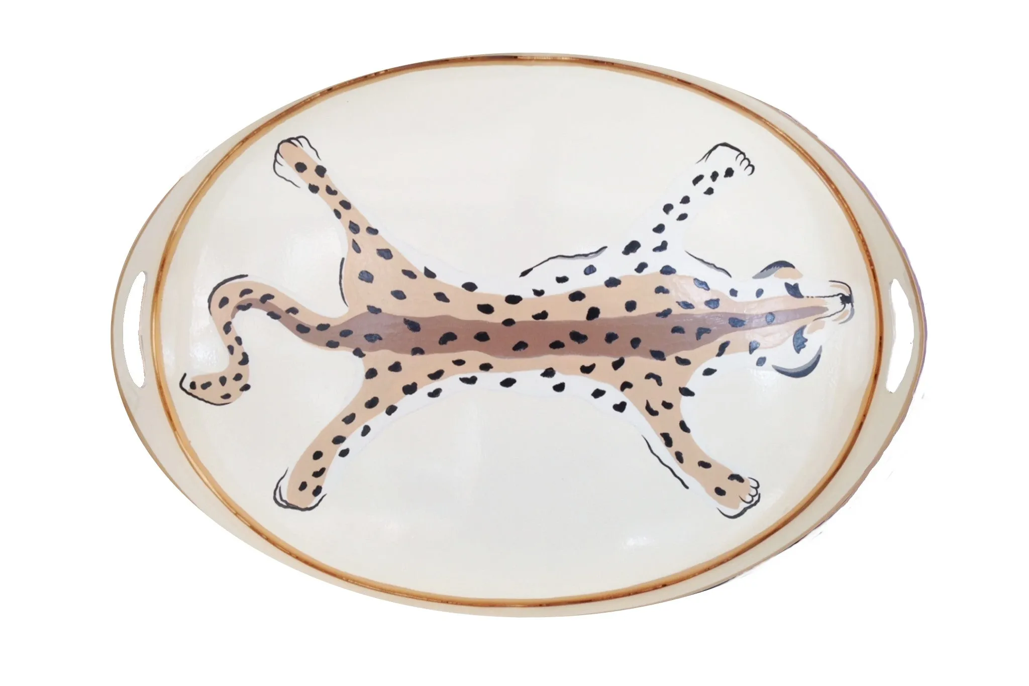 Oval Leopard Tray in Cream Leopard