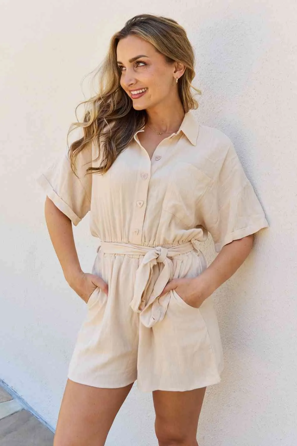 Petal Dew At Her Best Full Size Button Down Romper