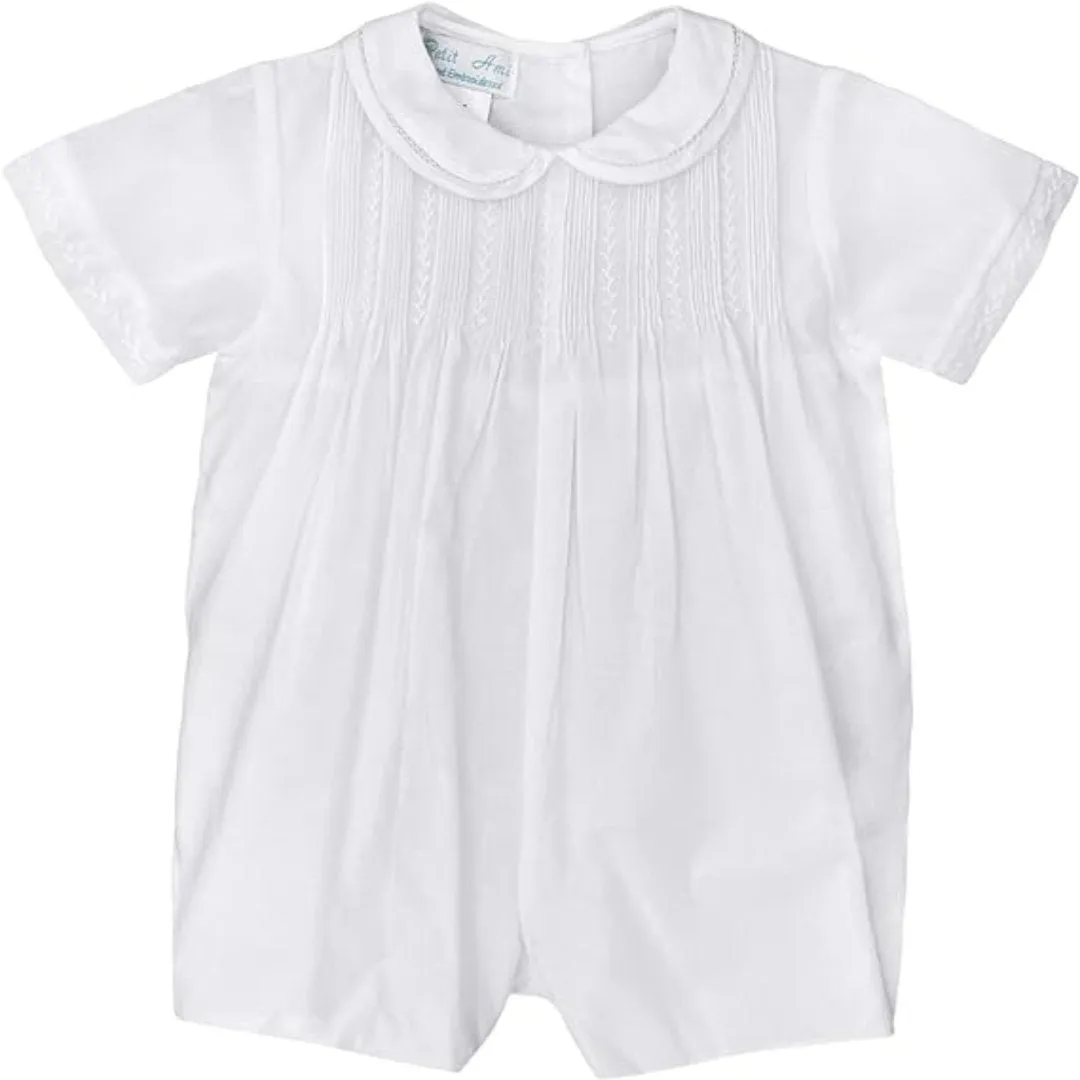 Pintuck and Featherstitch Boy Romper