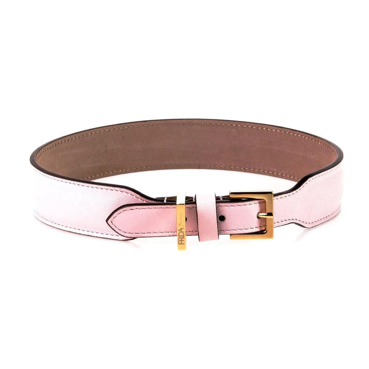 Plain Leather Dog Collar Light Pink