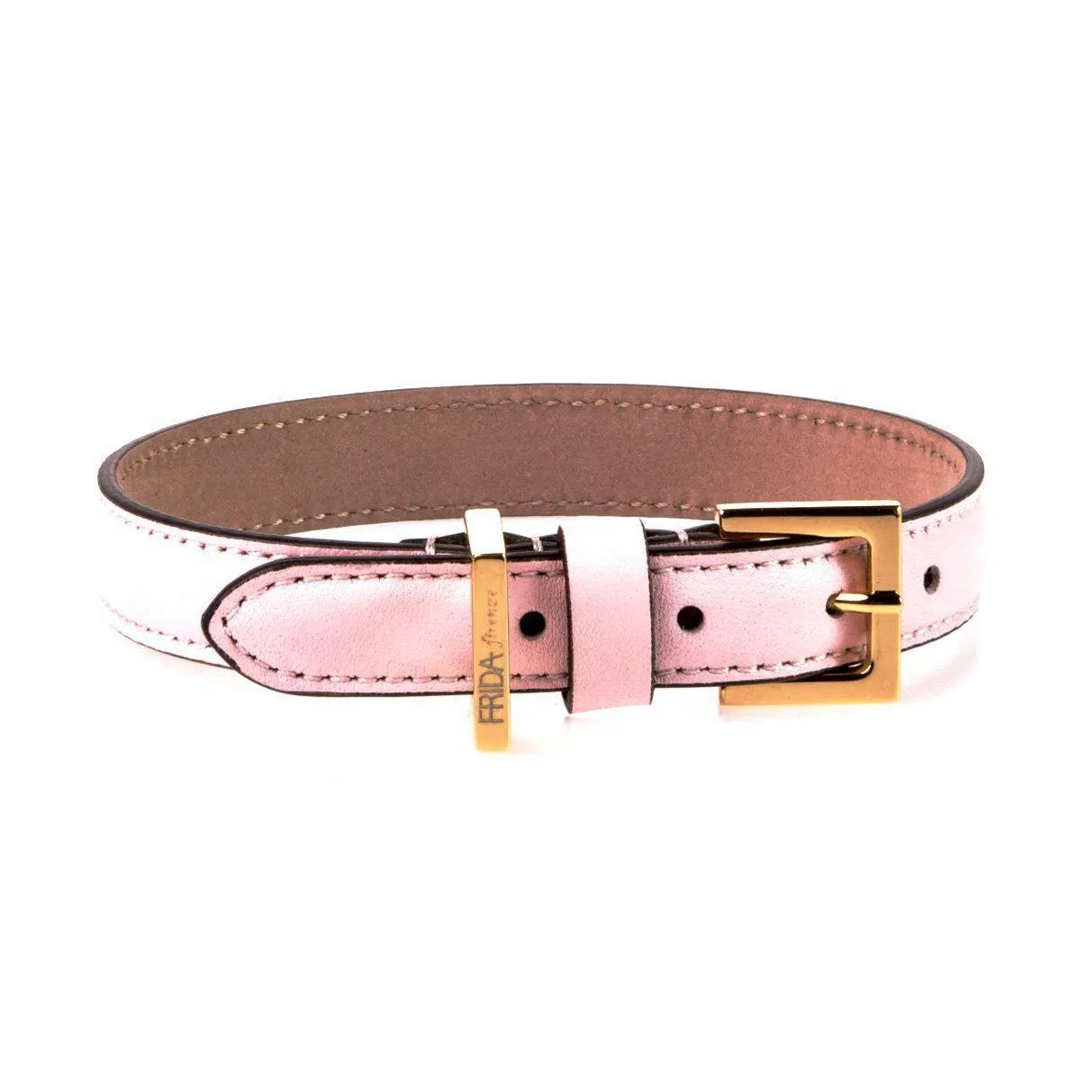 Plain Leather Dog Collar Light Pink