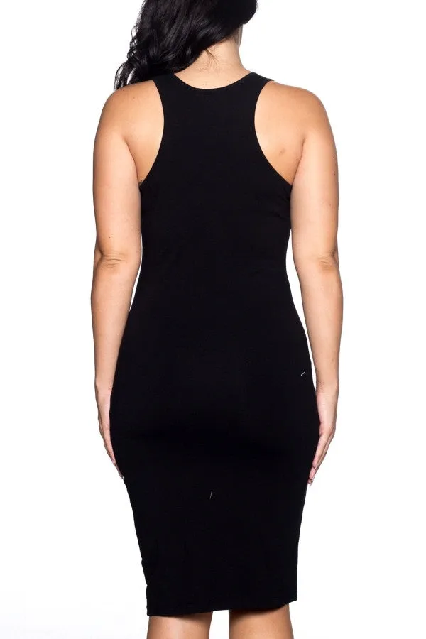 Plus Size Black Razor Back Dress