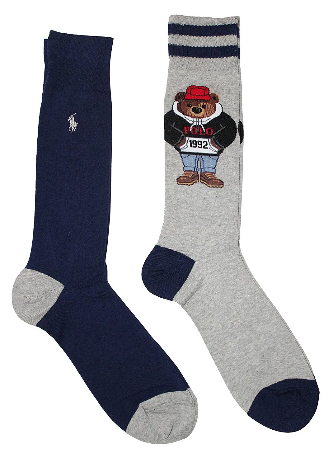 Polo Ralph Lauren Men's 2-Pack Millennial 1992 Polo Bear Solid Dress Sock