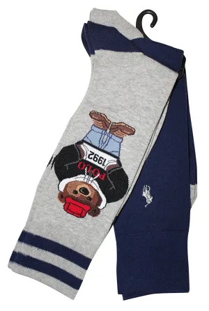 Polo Ralph Lauren Men's 2-Pack Millennial 1992 Polo Bear Solid Dress Sock