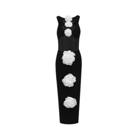 Pre Order:  Big Flower Hollow Out Bandage Dress