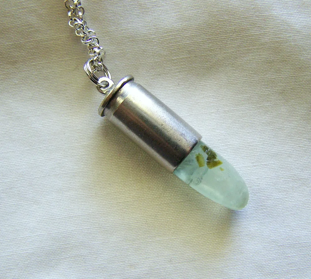 Prehnite Epidote Green Crystal Gemstone Bullet Pendant