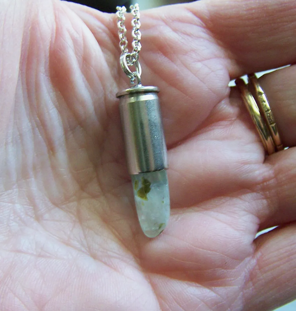 Prehnite Epidote Green Crystal Gemstone Bullet Pendant