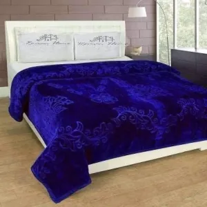 PREM HOUSE Embossed Blankets Solid Colour Ultra Soft Floral Single Bed Light Mink Winter Blanket 240x210 cms Polyester