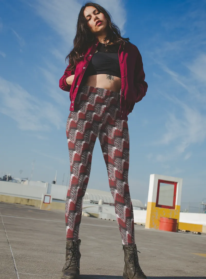 Regular Leggings (8-12 UK Size) - Red Scribble Check