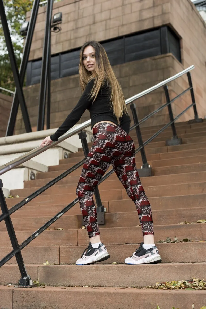 Regular Leggings (8-12 UK Size) - Red Scribble Check