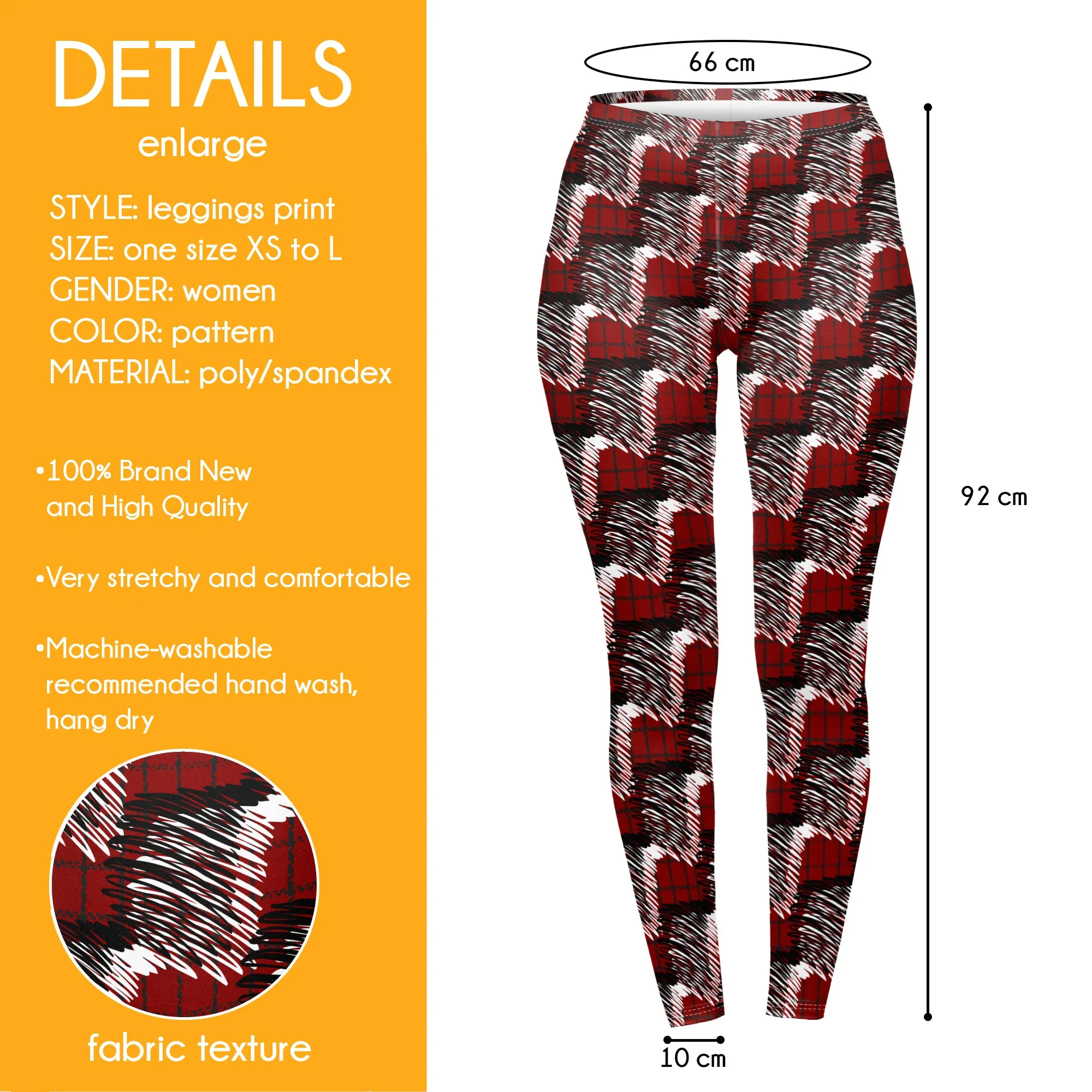 Regular Leggings (8-12 UK Size) - Red Scribble Check