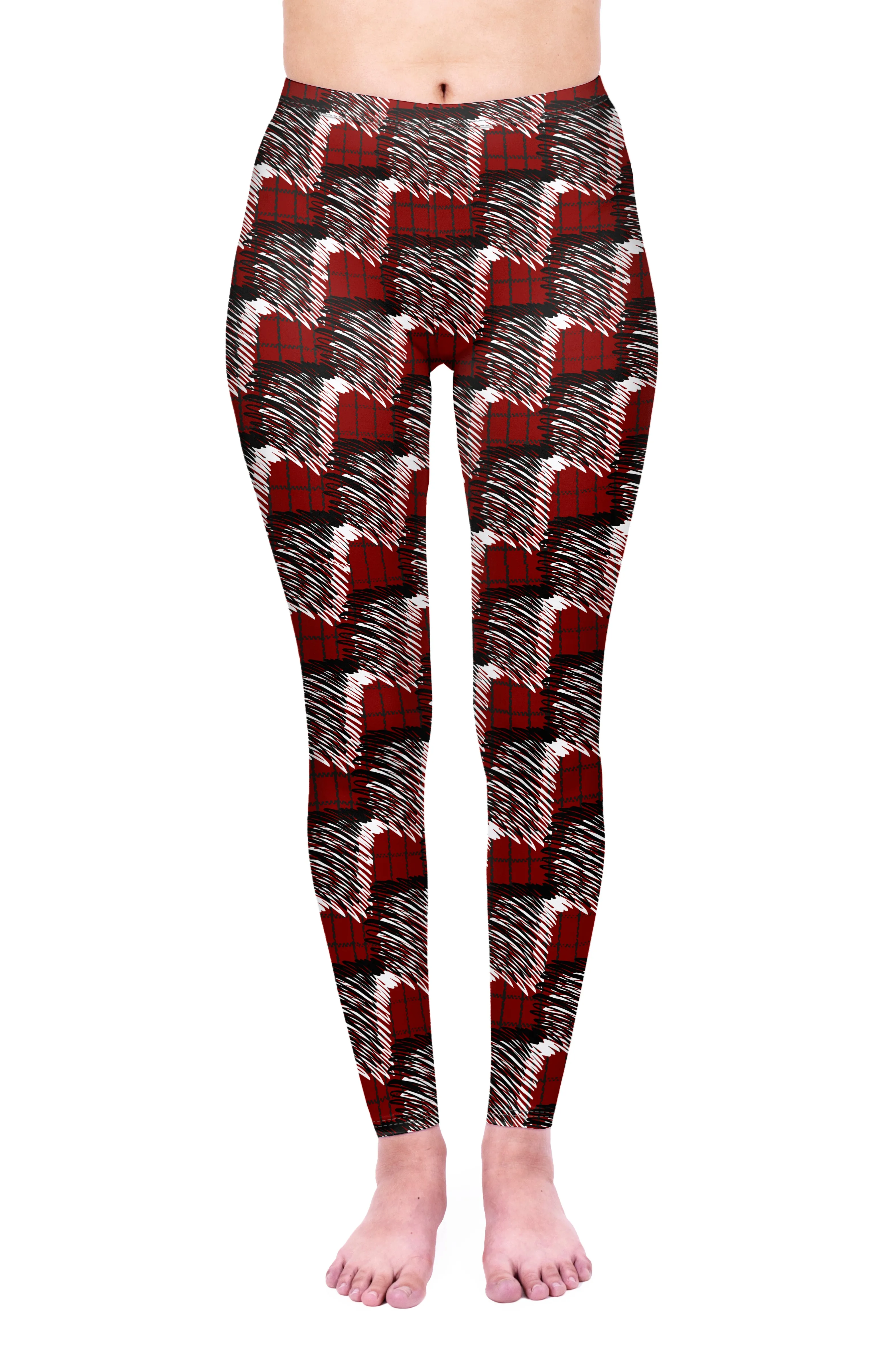 Regular Leggings (8-12 UK Size) - Red Scribble Check