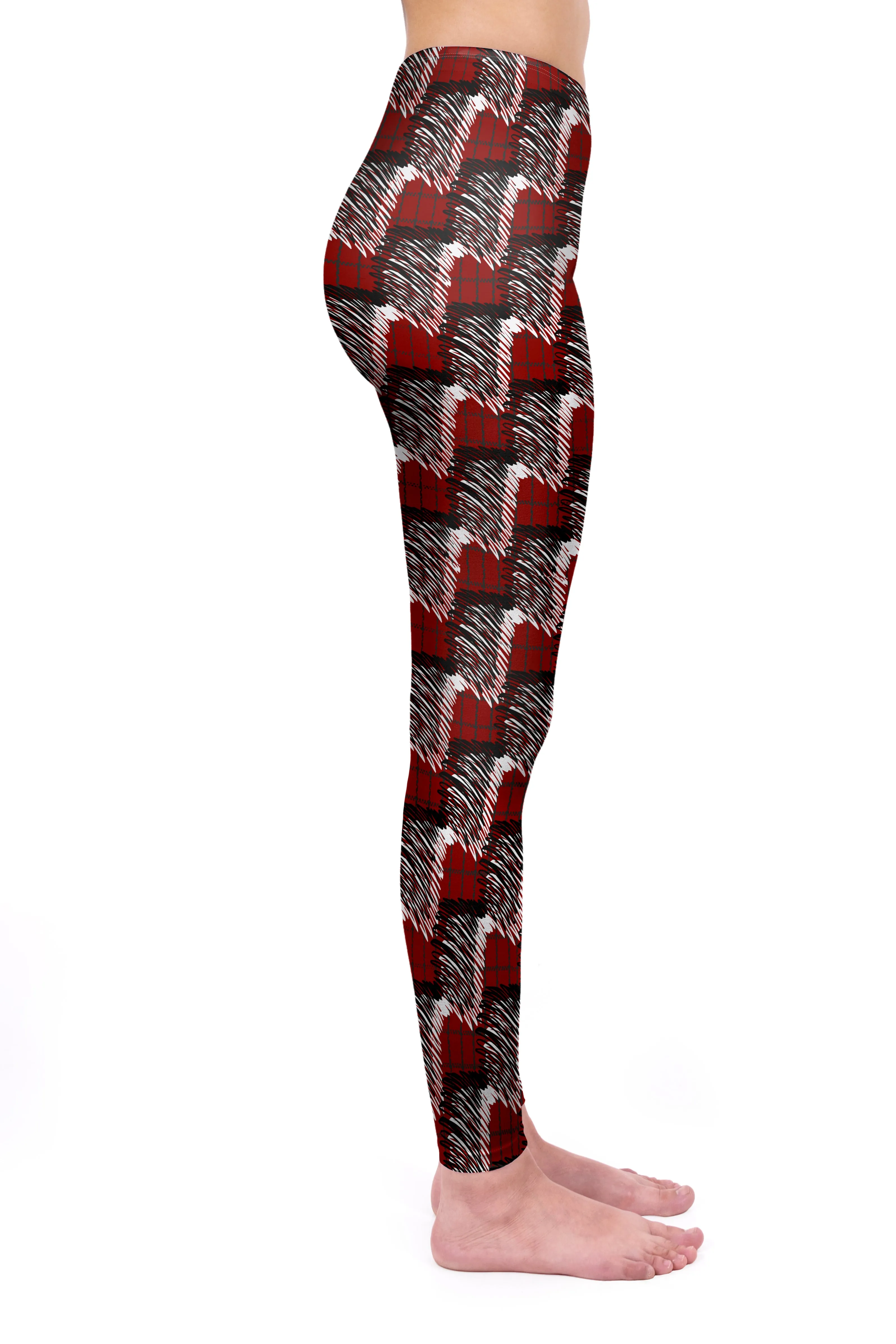 Regular Leggings (8-12 UK Size) - Red Scribble Check