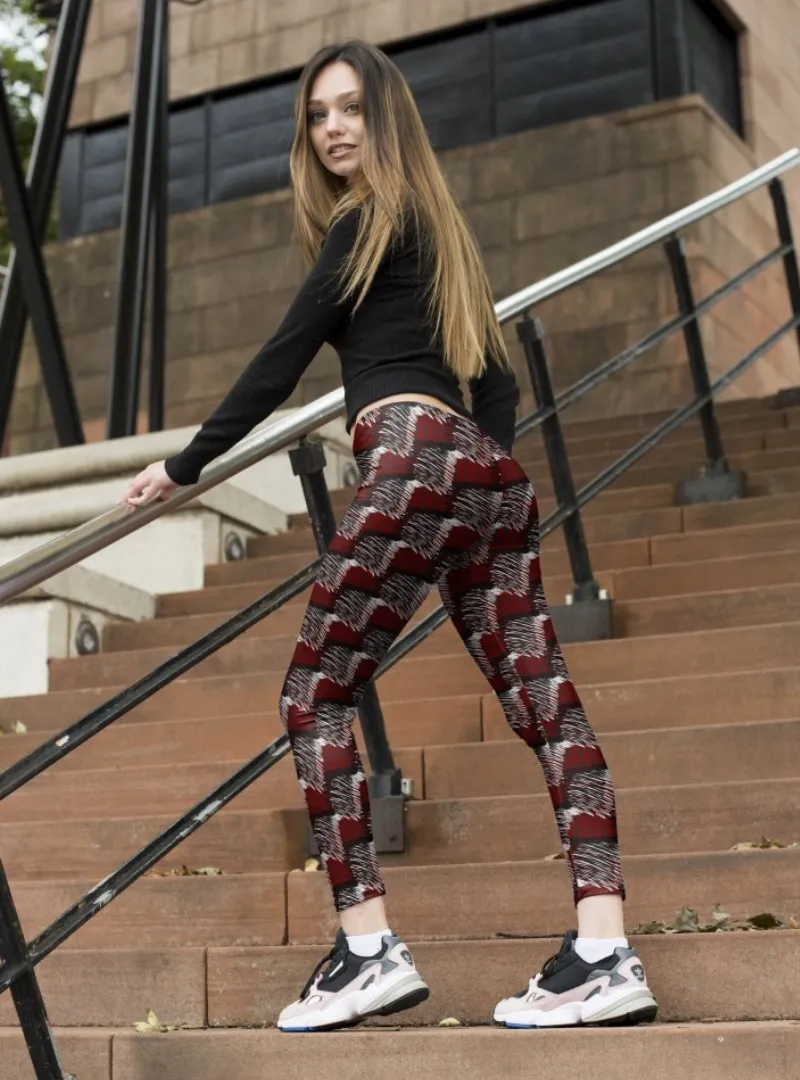 Regular Leggings (8-12 UK Size) - Red Scribble Check