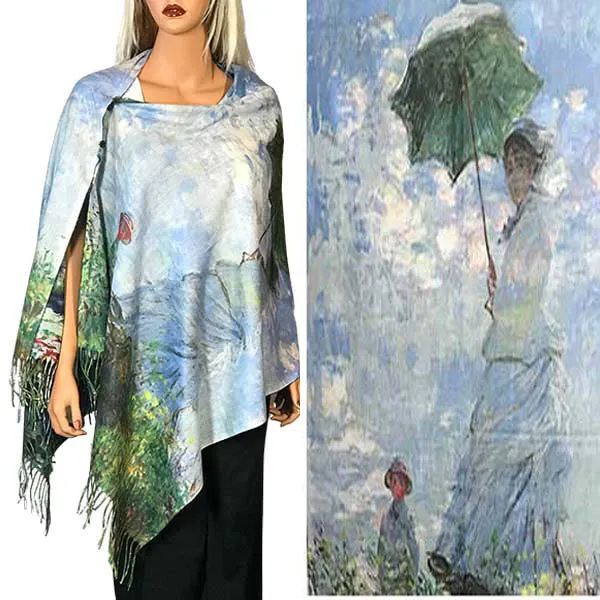 Reversible Art Design Cotton Feel Button Scarves