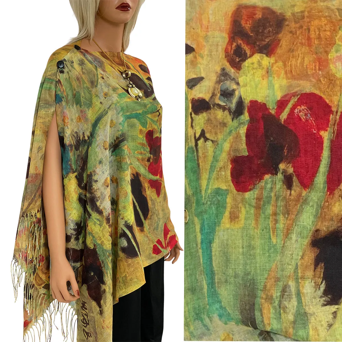 Reversible Art Design Cotton Feel Button Scarves