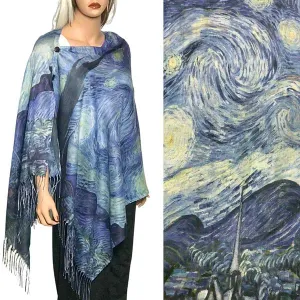 Reversible Art Design Cotton Feel Button Scarves