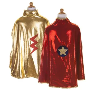 Reversible Wonder Cape in Red & Gold, Size 5-6