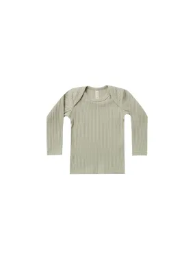 Ribbed long sleeve lap tee - sage