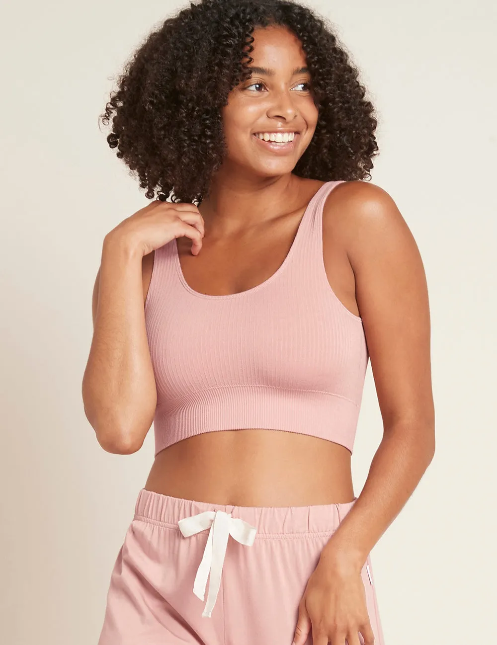 Ribbed Seamless Bra - Dusty Pink