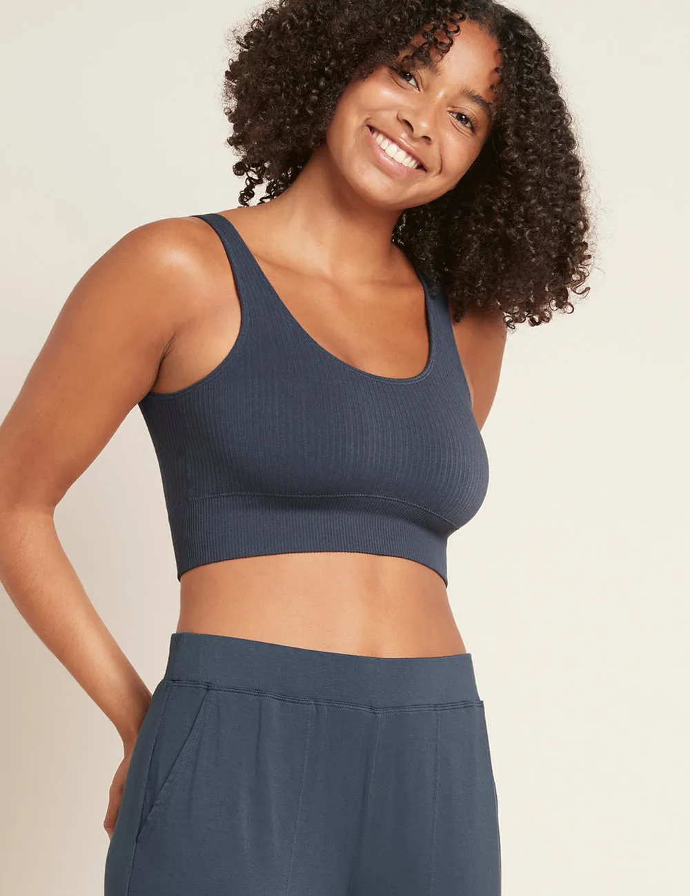 Ribbed Seamless Bra - Storm