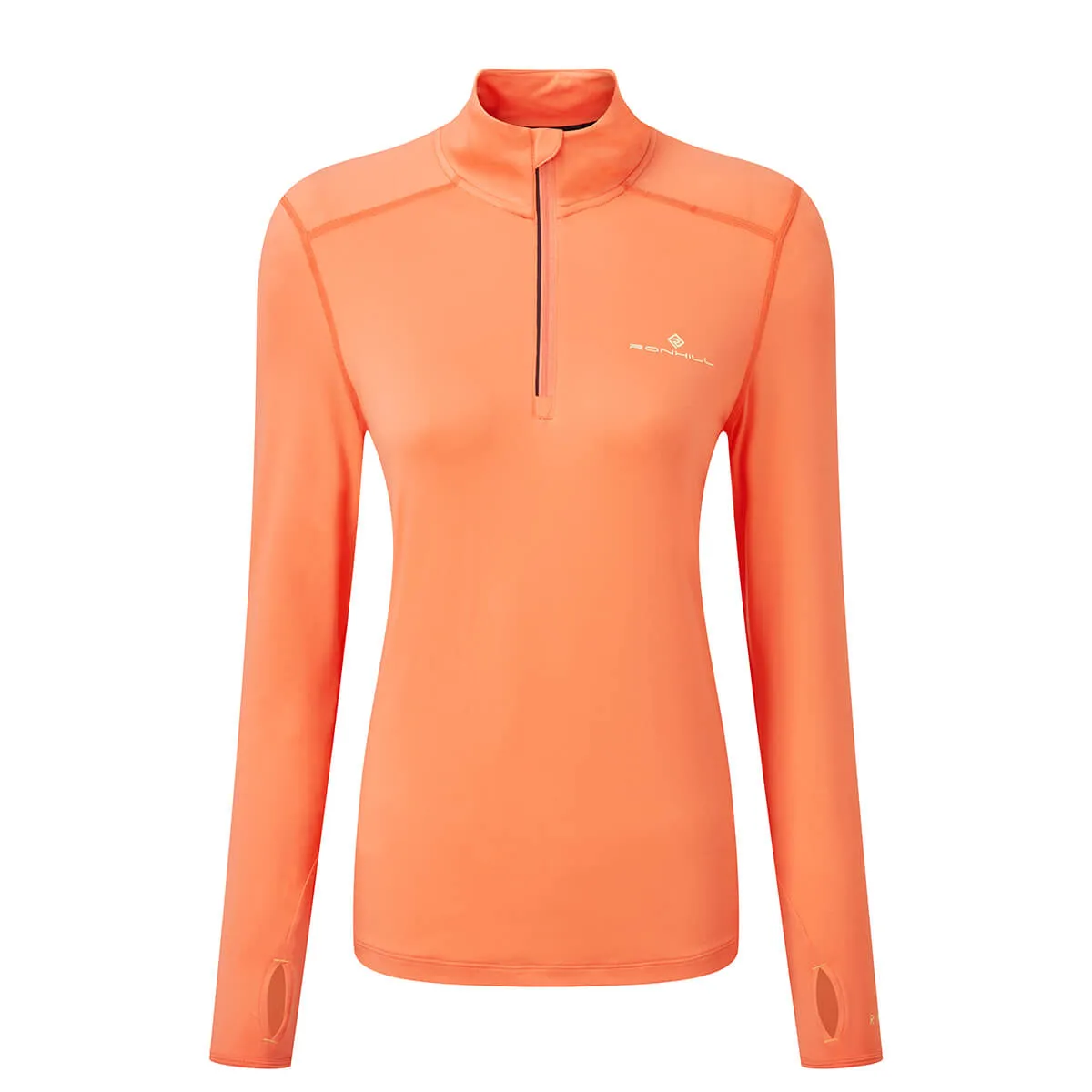 Ronhill Tech Thermal 1/2 Zip Tee Womens | Peach/lemongrass